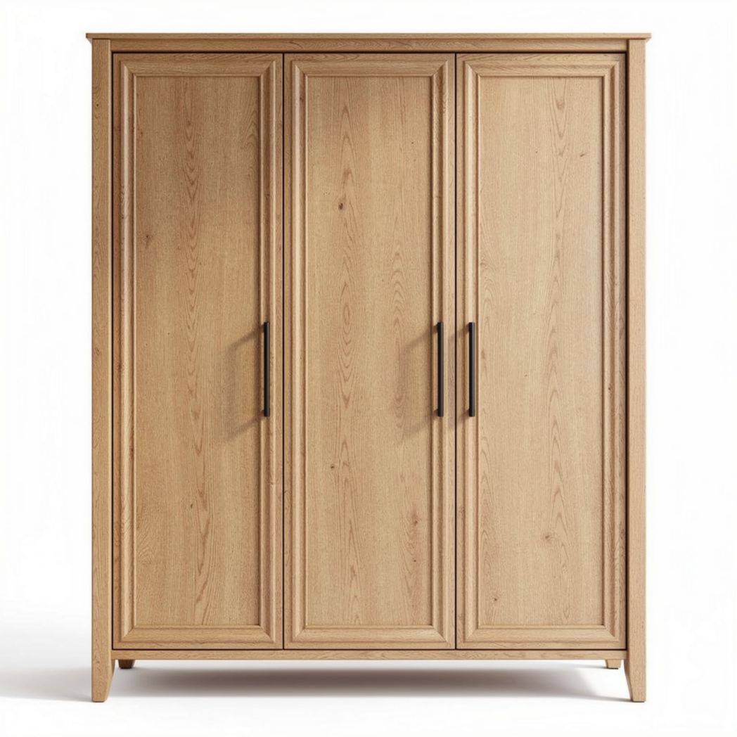 Armoire en bois de chêne de 150 x 45 x 195 cm avec trois portes