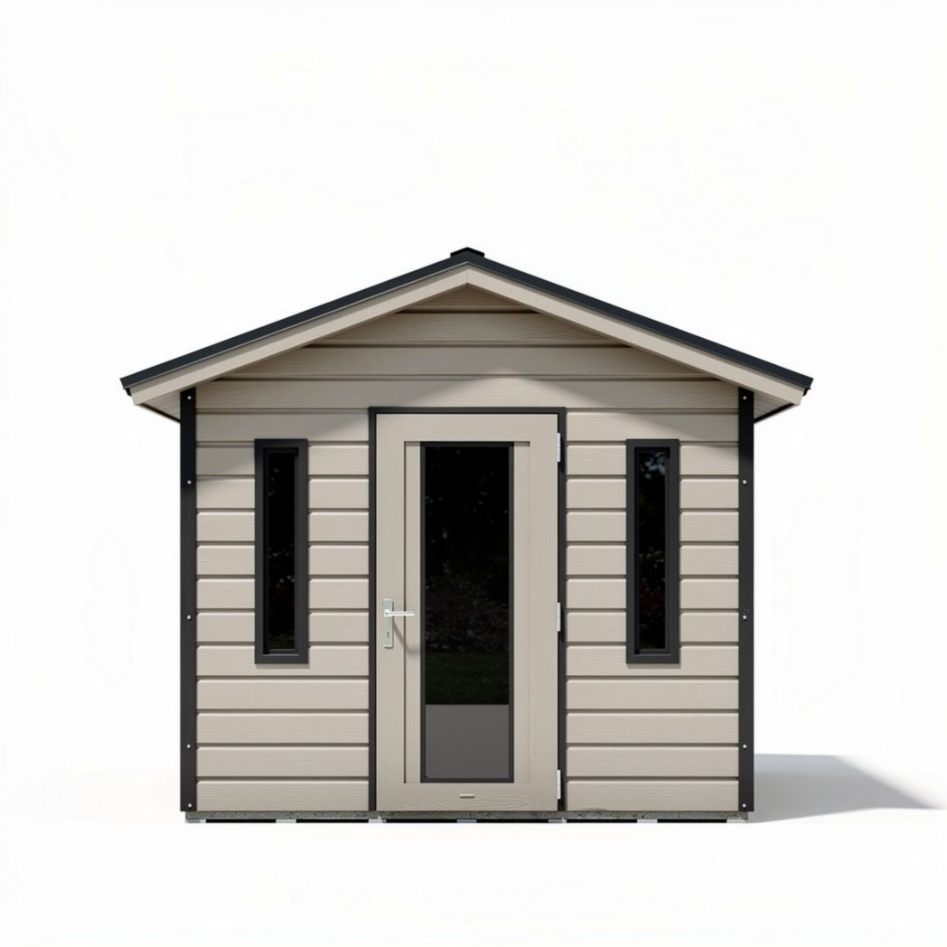 Cabane de jardin en bois avec fenêtres et porte fermée 200 x 150 x 180cm