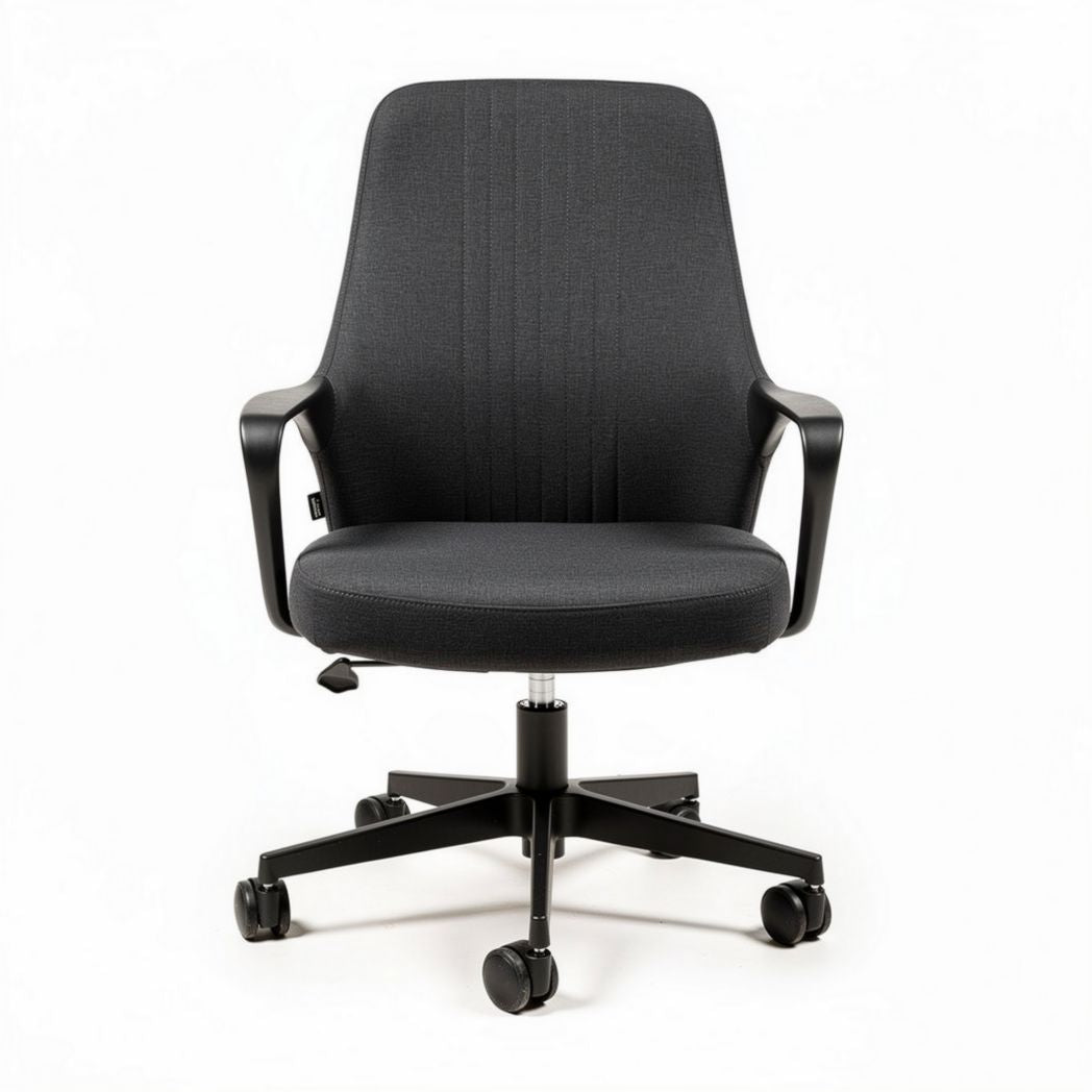 Chaise de bureau en tissu gris avec accoudoirs et roulettes 60 x 60 x 90cm