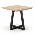 Table carrée en bois naturel avec base en métal noir 100 x 100 x 75cm
