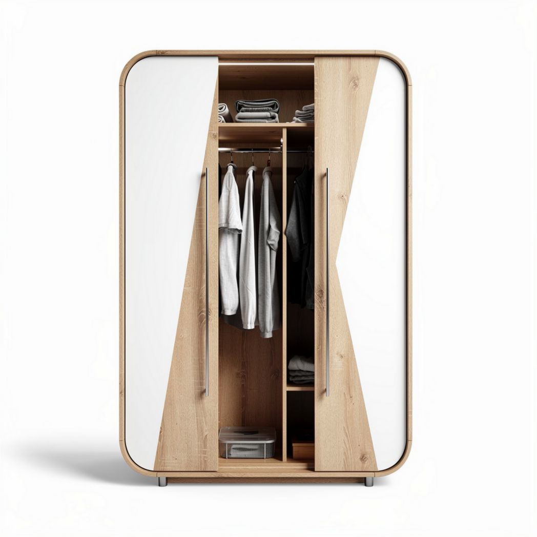 Armoire en bois de chêne avec portes blanches 150 x 80 x 200 cm