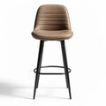Tabouret de bar en simili cuir brun avec structure en métal noir hauteur 100cm
