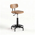 Tabouret de bar en bois clair et métal noir réglable en hauteur 45 x 45 x 90cm